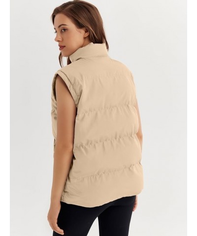 Puffer Vest Womens Oversized Zip Up Jackets Stand-up Collar Down Vest with Pocket Lightweight Fall Fashion Coat Khaki $10.71 ...