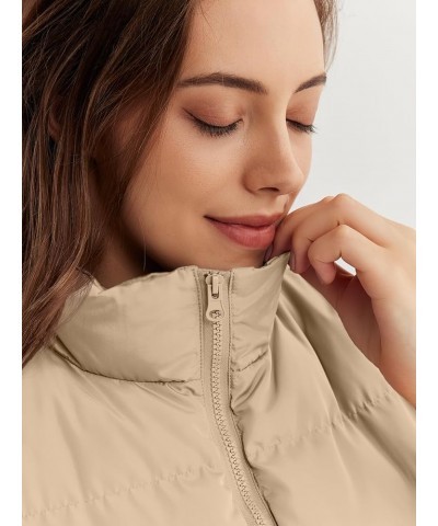 Puffer Vest Womens Oversized Zip Up Jackets Stand-up Collar Down Vest with Pocket Lightweight Fall Fashion Coat Khaki $10.71 ...