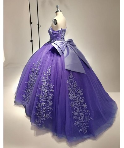 Puffy Tulle Quinceanera Dresses Sweetheart Ball Gowns with Bow Off The Shoulder Sweet 15 16 Dress PF55 Dusty Purple $46.19 Dr...