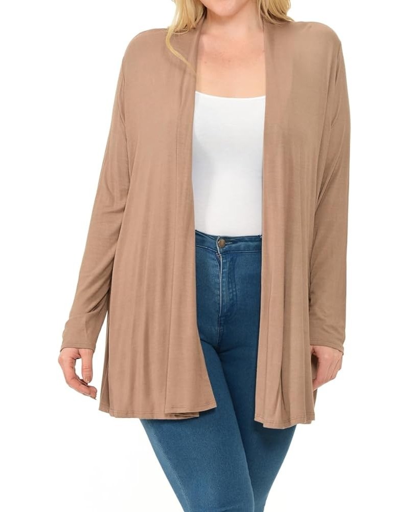 Women's Long Sleeve Jersey Plus Size Cardigan Mocha $13.20 Sweaters