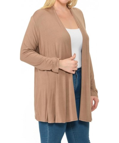 Women's Long Sleeve Jersey Plus Size Cardigan Mocha $13.20 Sweaters