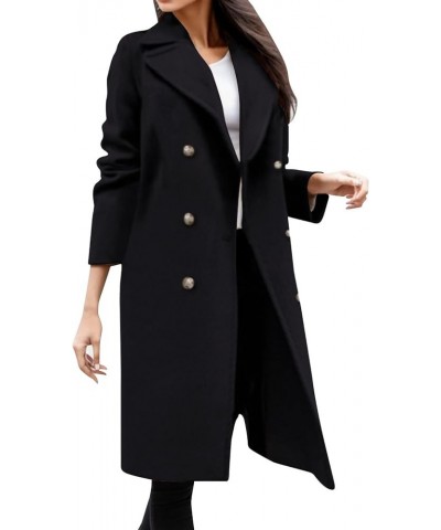 Women Trench Coats 2023 Lightweight Long Wool Pea Coats Fashion Lightweight Open Front Jacket Coat Outwear With Belt W05●●bla...