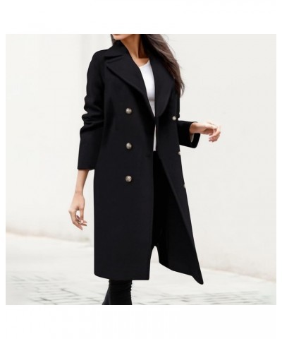 Women Trench Coats 2023 Lightweight Long Wool Pea Coats Fashion Lightweight Open Front Jacket Coat Outwear With Belt W05●●bla...