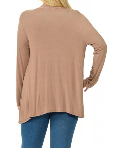 Women's Long Sleeve Jersey Plus Size Cardigan Mocha $13.20 Sweaters