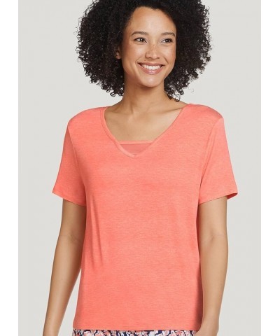 Women's Sleepwear Cooling Comfort V-Neck Mesh Tee Peach Paradise Heather $7.14 Tops