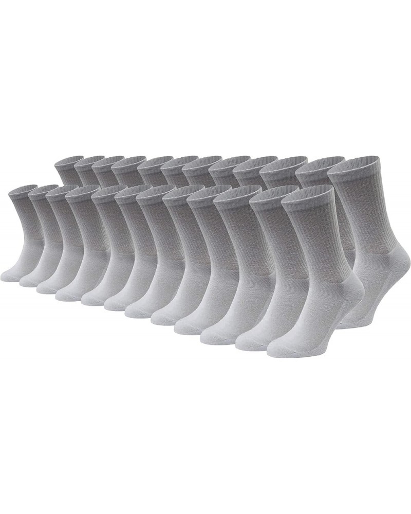 24 Pairs Cotton Crew Socks, Mens Womens Bulk Casual Sports Sock Gray $20.29 Activewear