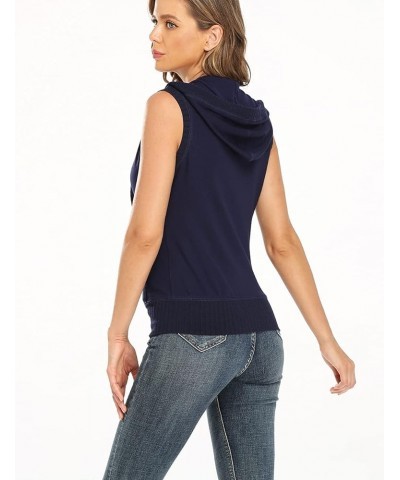 Women's Sleeveless Hoodies Zip Up Hooded Vest Casual Sweatshirt with Kanga Pocket Navy Blue $22.61 Hoodies & Sweatshirts