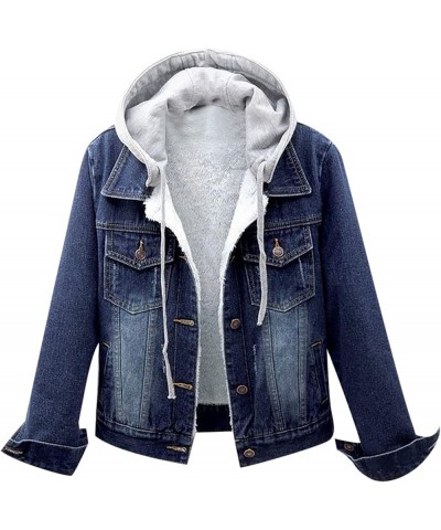 Women's Winter Denim Jackets Faux Fur Lined Warm Coats Sherpa Fur Fleece Lined Thicken Denim Jean Trucker Jacket Coat 1 dark ...