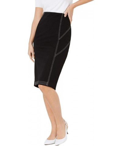 Womens Contrast Stitch Midi Skirt Black $15.30 Skirts