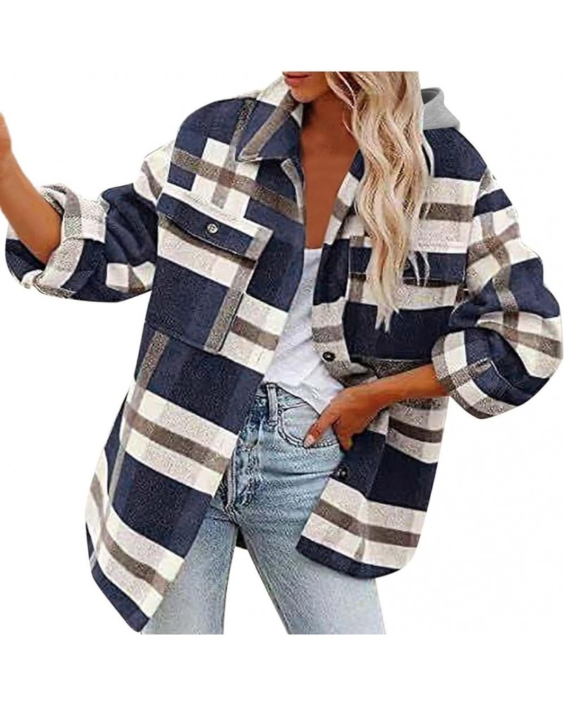 Women's Fleece Plaid Jacket Coats Trendy Open Front Long Sleeve Shacket Jackets Casual Fuzzy Cardigan Sherpa Outwear Plaid Sh...