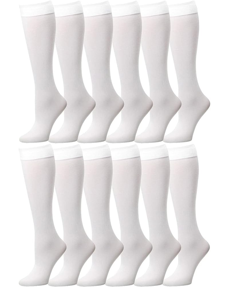 12 Pairs Multi Color Women Stretchy Spandex Opaque Knee High Trouser Socks 9-11 White $14.99 Socks