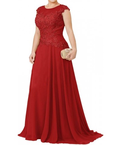 Mother of The Bride Dresses Long Evening Formal Dress Lace Applique Beaded Wedding Guest for Women Red $36.40 Dresses