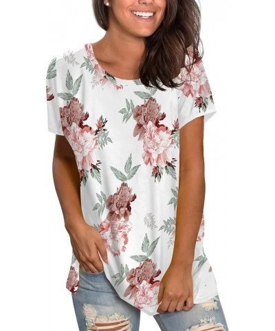 Womens Loose Fit Tshirts Short Sleeve Summer Tops Casual Workout Yoga Tunic T Shirts Tops 03-floral White $9.51 T-Shirts