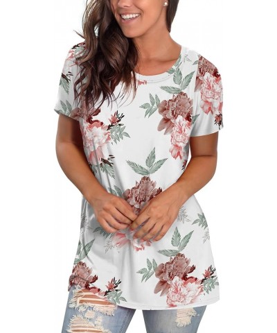 Womens Loose Fit Tshirts Short Sleeve Summer Tops Casual Workout Yoga Tunic T Shirts Tops 03-floral White $9.51 T-Shirts