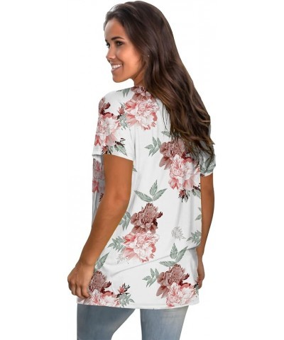 Womens Loose Fit Tshirts Short Sleeve Summer Tops Casual Workout Yoga Tunic T Shirts Tops 03-floral White $9.51 T-Shirts