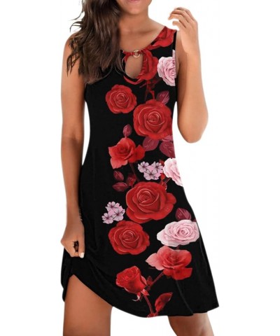 Summer Dresses for Women 2024 Casual Bohemian Floral Print Beach Cover up Crew Neck Sleeveless Sundresses 06 Red $6.75 Active...