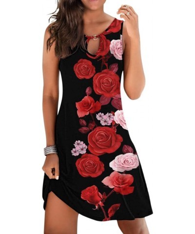 Summer Dresses for Women 2024 Casual Bohemian Floral Print Beach Cover up Crew Neck Sleeveless Sundresses 06 Red $6.75 Active...