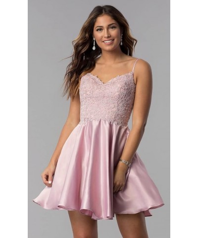 Spaghetti Straps Short Homecoming Dresses for Juniors Lace V Neck Cocktail Party Dresses with Pockets YZTS070 Burgundy $29.28...