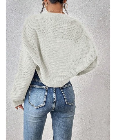 Women's Long Sleeve Open Front Ribbed Knit Crop Cardigan Sweater Shrug White $11.52 Sweaters