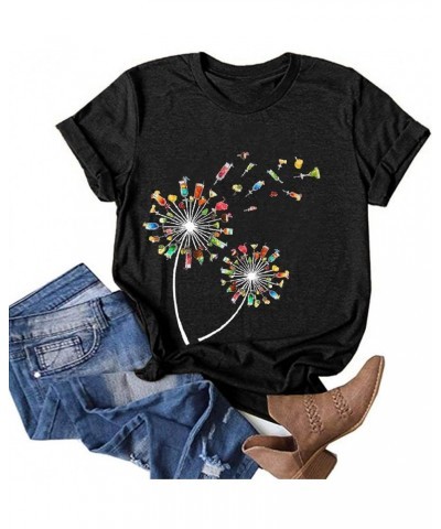 Casual T-Shirt Tops Blouse Printing Letter O-Neck Women Short Loose Sleeves Women's Blouse 2 Shirt 1a-black $2.80 Blouses