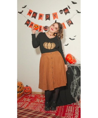 Womens Plus Size Tops Mock Neck Long Sleeve Shirts Turtleneck Tunics for Fall Winter XL-5XL 1-halloween Pumpkin $10.99 Tops