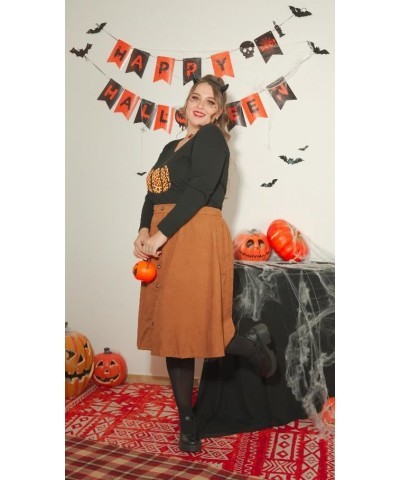 Womens Plus Size Tops Mock Neck Long Sleeve Shirts Turtleneck Tunics for Fall Winter XL-5XL 1-halloween Pumpkin $10.99 Tops