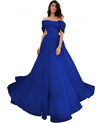 Off Shoulder Prom Dresses for Women Tulle A Line 2024 New Ball Gowns Evening Formal Dress,R105 Royal Blue $34.04 Dresses
