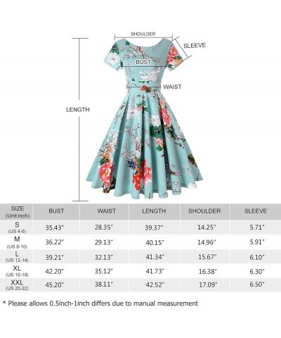 Women's 1950s Retro Vintage Rockabilly Short Sleeve Cocktail Party Swing Dress Floral Black Pink Rose $22.32 Dresses