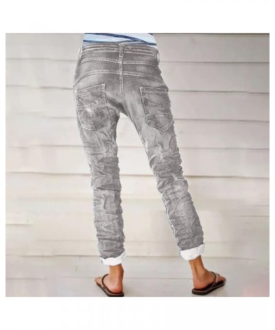 Jeans for Women High Waisted Stretchy Denim Pants Straight Leg Classic Jean Pants Relaxed Fit Denim Jeans Grey $17.95 Jeans