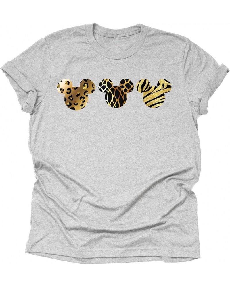 Leopard Print Mickey Shirt, Animal Kingdom Shirt for Women, Graphic T-Shirt for Women Gray $11.48 T-Shirts