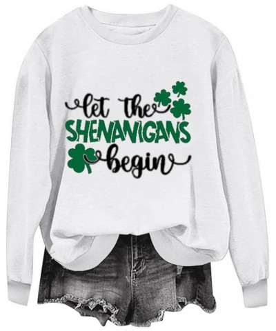 Long Sleeve St. Patrick's Day Shirt for Women Shenanigrams T-Shirts Casual Loose Fit Dressy Blouses 2024 Holiday Graphic Tops...