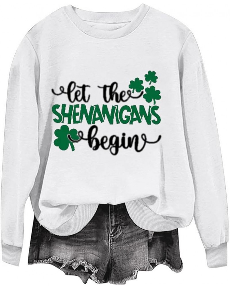 Long Sleeve St. Patrick's Day Shirt for Women Shenanigrams T-Shirts Casual Loose Fit Dressy Blouses 2024 Holiday Graphic Tops...