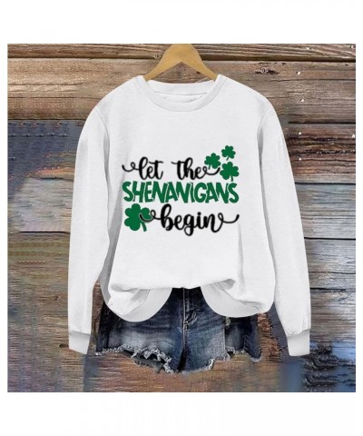 Long Sleeve St. Patrick's Day Shirt for Women Shenanigrams T-Shirts Casual Loose Fit Dressy Blouses 2024 Holiday Graphic Tops...