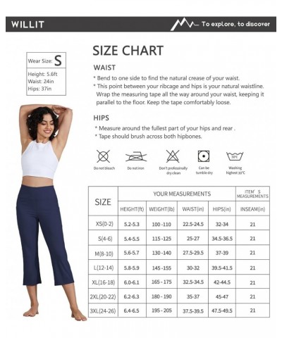 Women's Yoga Capris Pants High Waist Leggings Crop Straight Leg Athletic Exercise Workout Capris 21 Navy Blue $13.60 Activewear