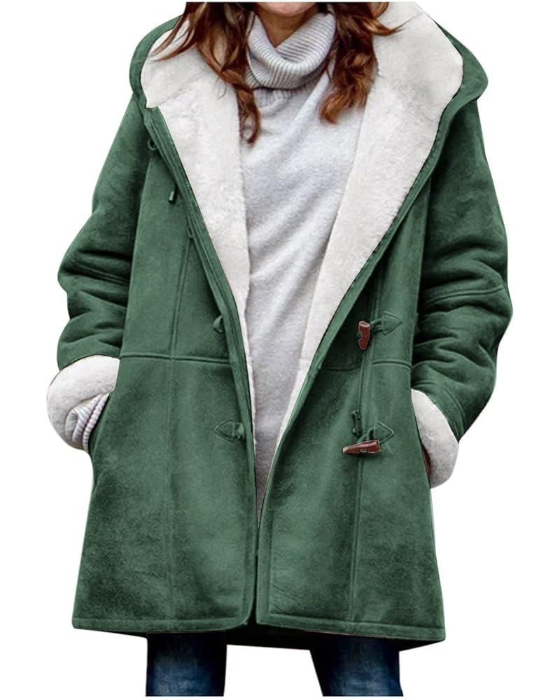 Winter Coats For Women Warm Clothes Fleece Sherpa Lined Jackets Fashion Hoodies Casual Fuzzy Outerwear 2-green $8.93 Jackets