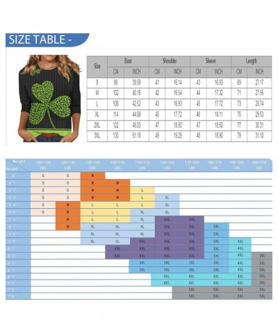 St Patricks Day Shirt Women Spring Tops 2024 Fashion Shamrock Green 3/4 Length Sleeve Womens Tops O-Neck Plus Size Summer Top...