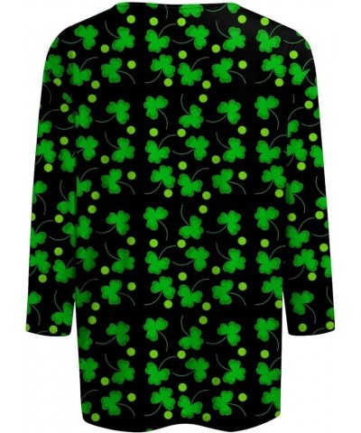 St Patricks Day Shirt Women Spring Tops 2024 Fashion Shamrock Green 3/4 Length Sleeve Womens Tops O-Neck Plus Size Summer Top...