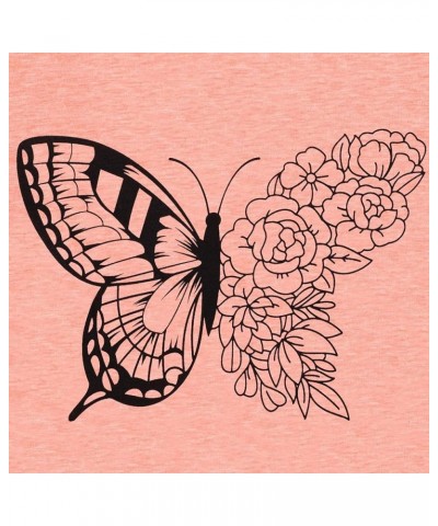 Women Butterfly Graphic T Shirt Funny Vintage Tee Shirt Summer Casual Graphic Print Crewneck T-Shirts Tops Pink $14.15 T-Shirts