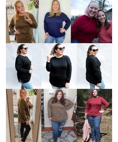 Plus-Size Sweatshirts for Women Casual Tops Side Slit Pullovers Shirts Apricot $10.54 Hoodies & Sweatshirts