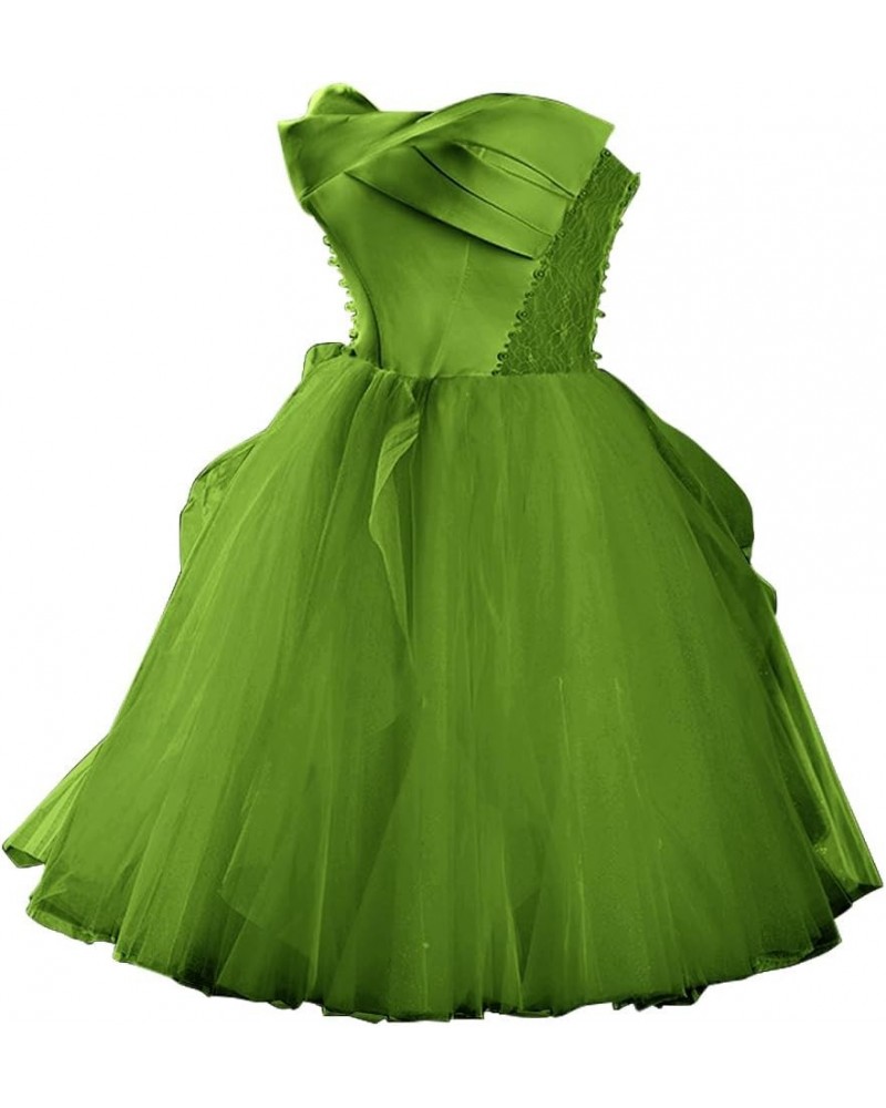 Women's Homecoming Dresses Short Prom Dress Lace Strapless for Teens Mini Party Gowns Green $37.26 Dresses