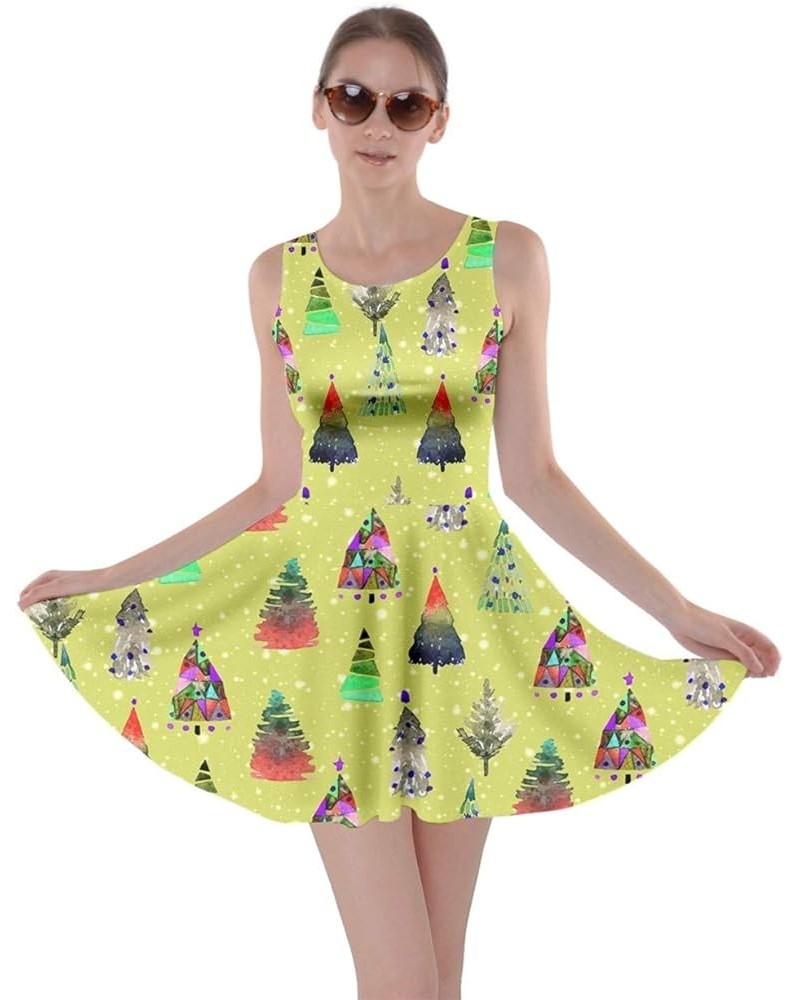 Womens Christmas Dresses Xmas Santa Vintage Snowman Snowflakes Winter A Line Skater Dress, XS-5XL Yellow Green 2 $13.43 Others