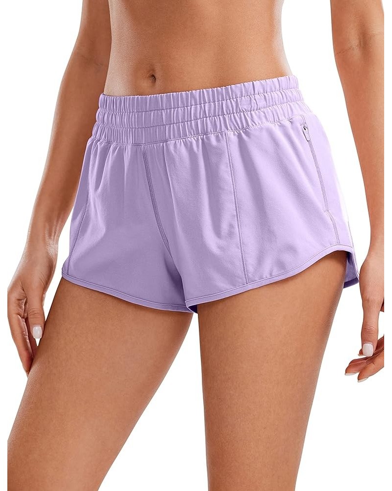 Women's Running Shorts Low Waisted 2.5" - Mesh Liner Quick Dry Track Gym Athletic Workout Shorts with Zip Pocket Lilac $14.19...