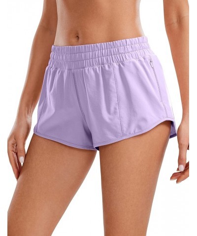 Women's Running Shorts Low Waisted 2.5" - Mesh Liner Quick Dry Track Gym Athletic Workout Shorts with Zip Pocket Lilac $14.19...