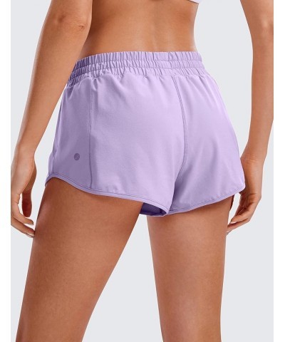 Women's Running Shorts Low Waisted 2.5" - Mesh Liner Quick Dry Track Gym Athletic Workout Shorts with Zip Pocket Lilac $14.19...