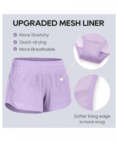 Women's Running Shorts Low Waisted 2.5" - Mesh Liner Quick Dry Track Gym Athletic Workout Shorts with Zip Pocket Lilac $14.19...