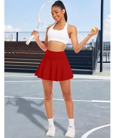 Pleated Tennis Skirt for Women High Waisted Athletic Golf Skorts Skirts with 4 Pockets Workout Casual Clothes Red $16.32 Skirts