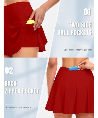 Pleated Tennis Skirt for Women High Waisted Athletic Golf Skorts Skirts with 4 Pockets Workout Casual Clothes Red $16.32 Skirts