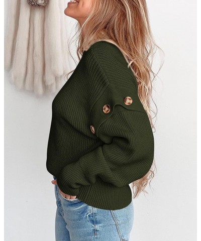 Women's Knit Pullover Sweater 2024 Fall Fashion Clothes Long Sleeve Mock Neck Blouse Tops Army Green $21.60 Sweaters