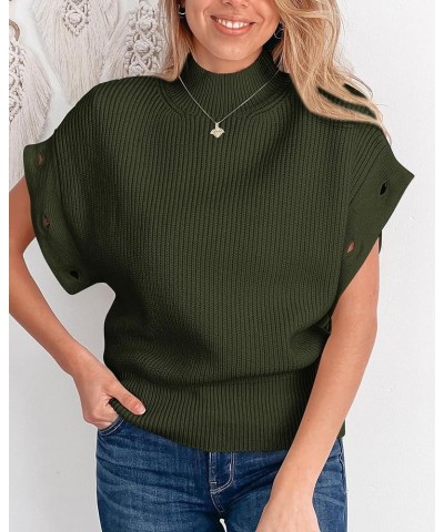 Women's Knit Pullover Sweater 2024 Fall Fashion Clothes Long Sleeve Mock Neck Blouse Tops Army Green $21.60 Sweaters