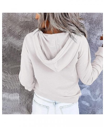 Button Down Hoodies/Waffle Knit Tops For Women Trendy Oversized Sweatshirts Loose Fit Plus Size Tops Pullovers 1white $8.83 Tops